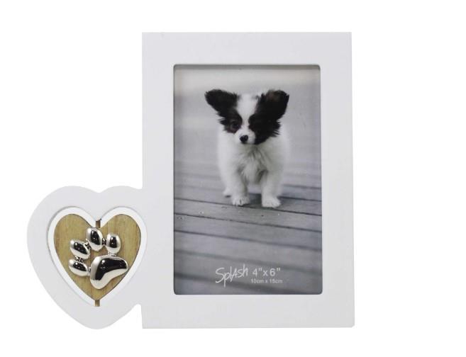White Photo Frame with Paw Print