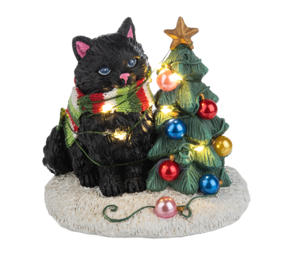 Black Cat Light Up Figurine