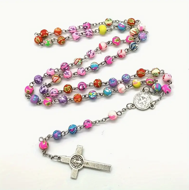 Rosary with Multi-Coloured Clay Beads