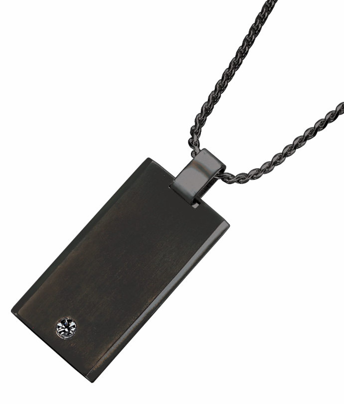Black Titanium Pendant with Cubic Zirconia