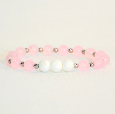 Stretch Bracele - Rose Quartz & Lava Stone