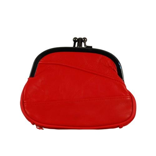 Red Double Snap Leather Coin Purse