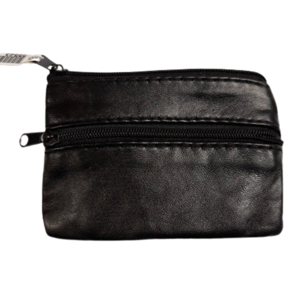 Leather Double Zipper Change Purse