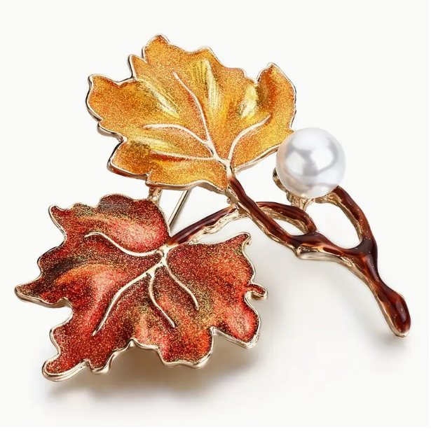 Maple Leaf Brooch with Pearl