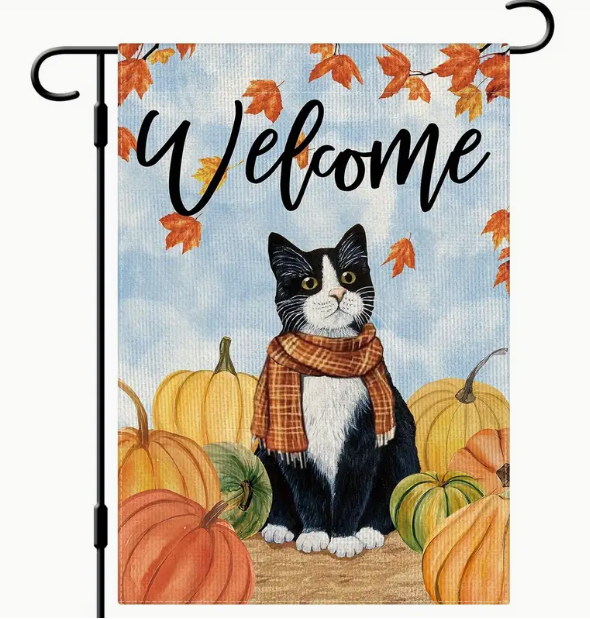 Cat with Pumpkins Flag