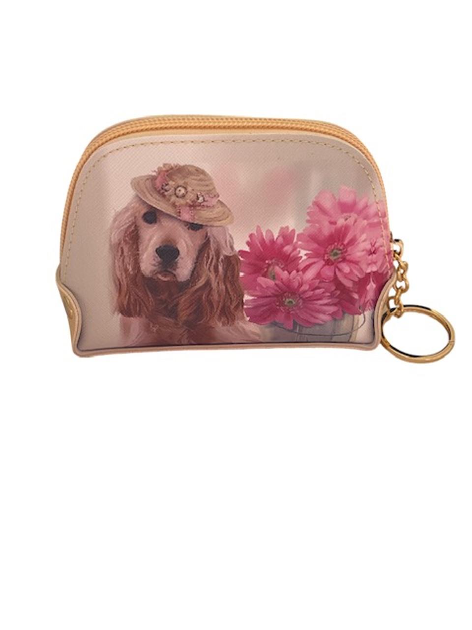 Change Purse with Dog & Pink Flowers