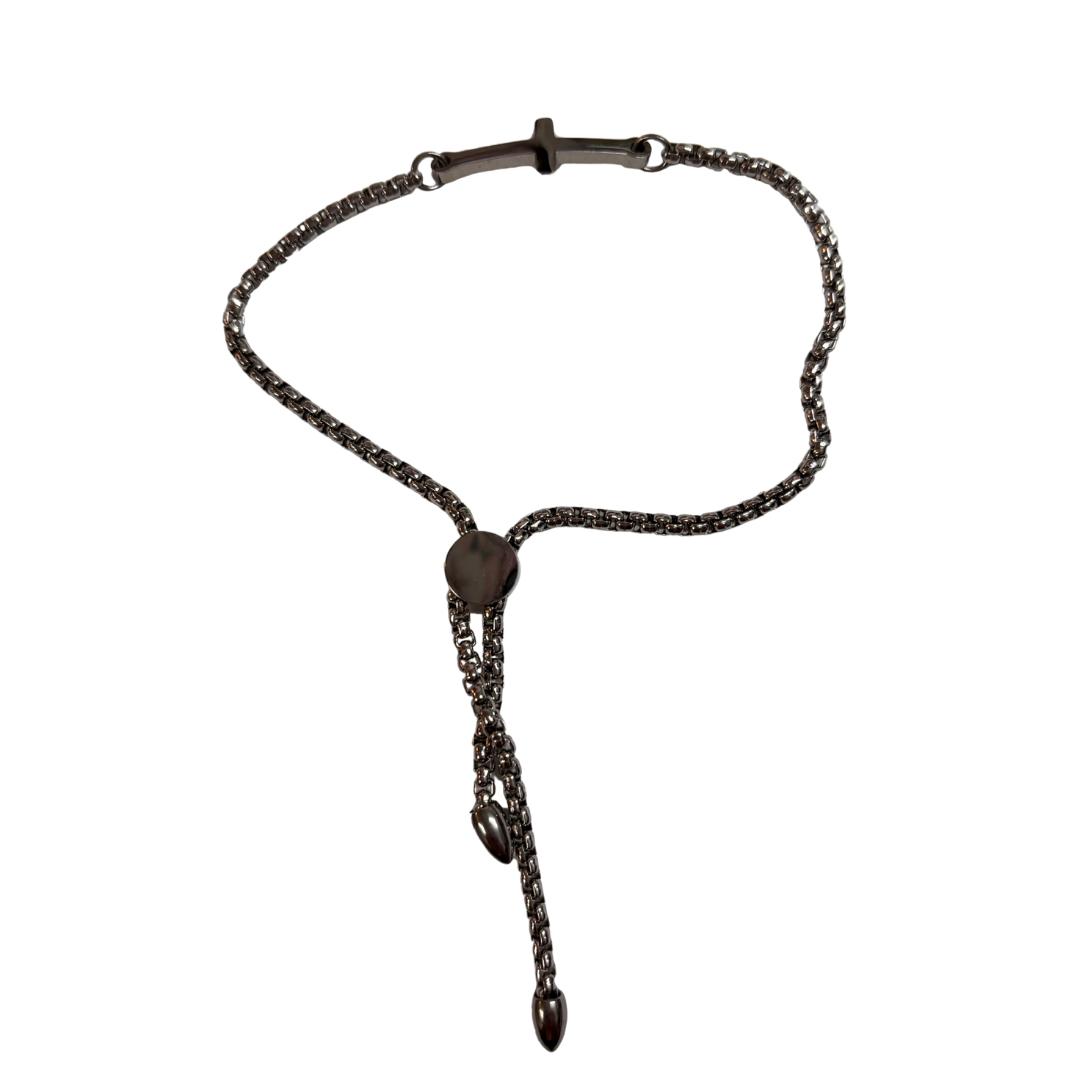 Titanium Adjustable Bracelet with Cross