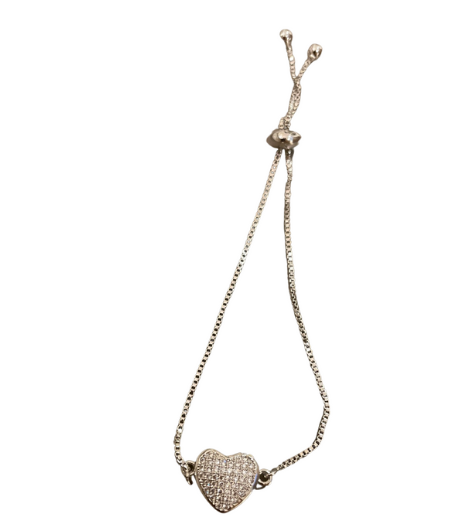Silver-tone Crystal Heart Bracelet