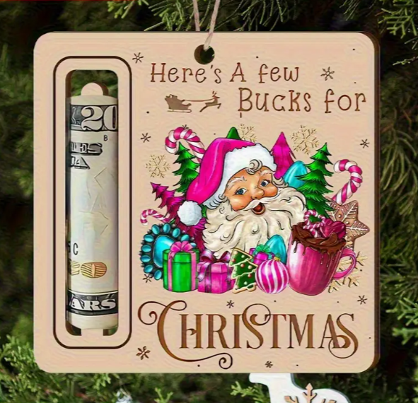 Money Holding Ornament with Santa