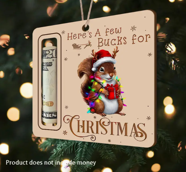Wooden Ornament that Holds Money with Cute Squirrel