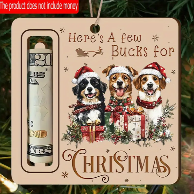 Wooden Ornament that Holds Money with Dogs