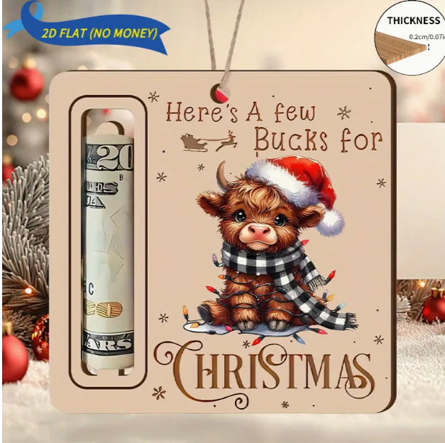 Wooden Ornament to Hold Money with a Cow