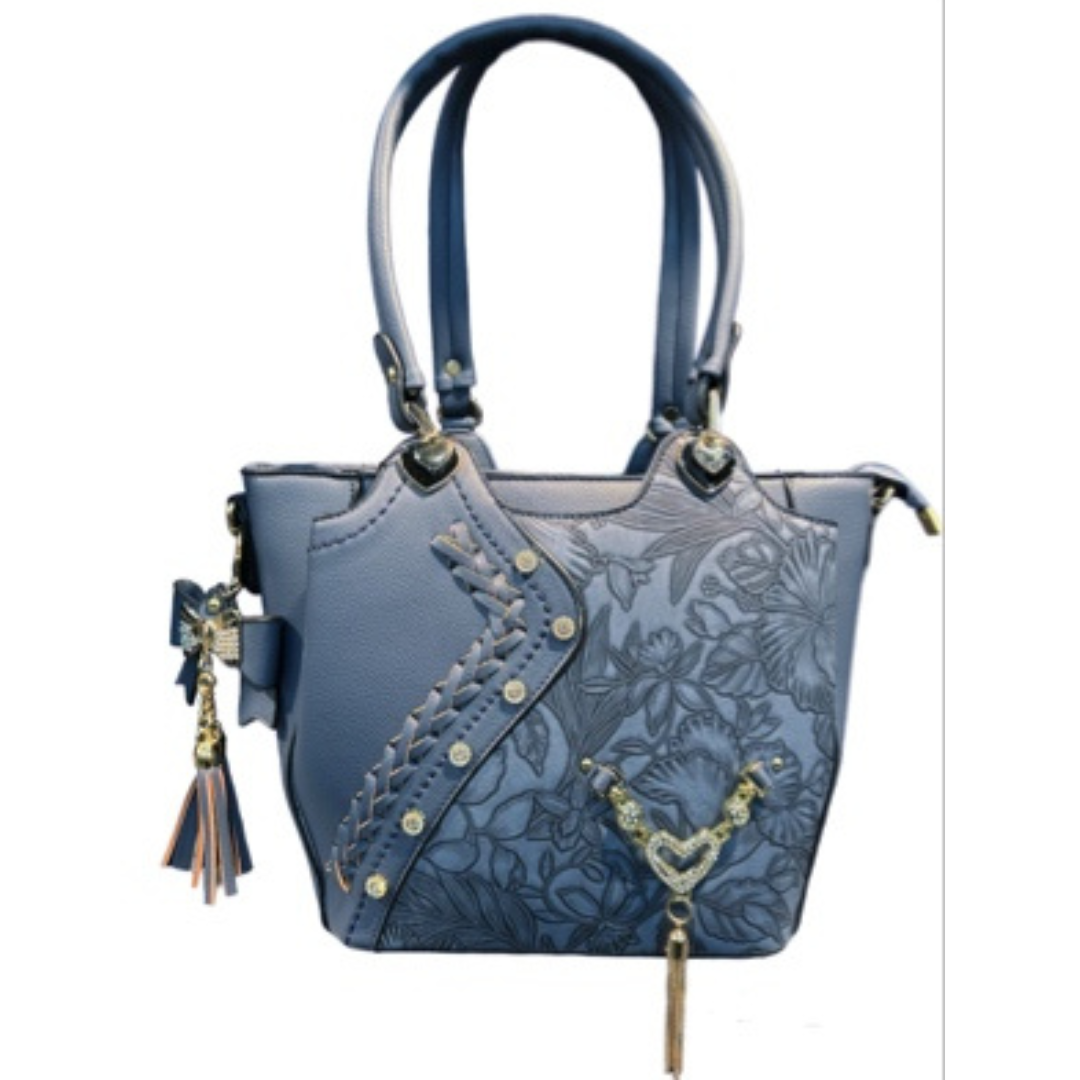 Denim Blue Purse with Rhinestone Detail