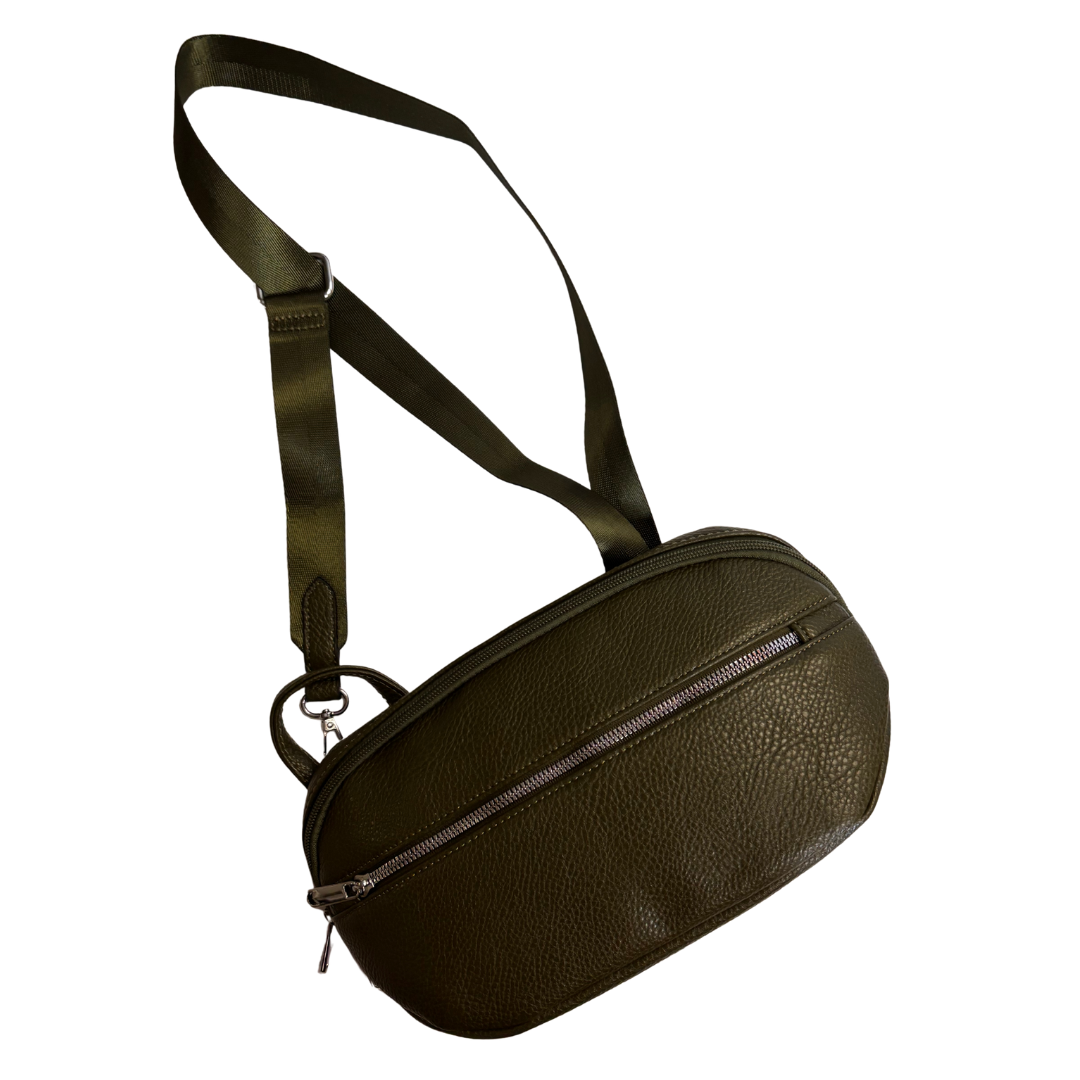 Green Vegan Leather Crossbody / Fanny Pack
