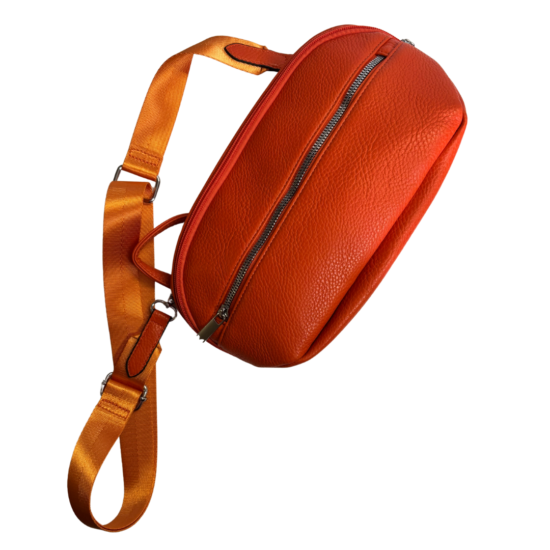 Orange Vegan Leather Crossbody / Fanny Pack