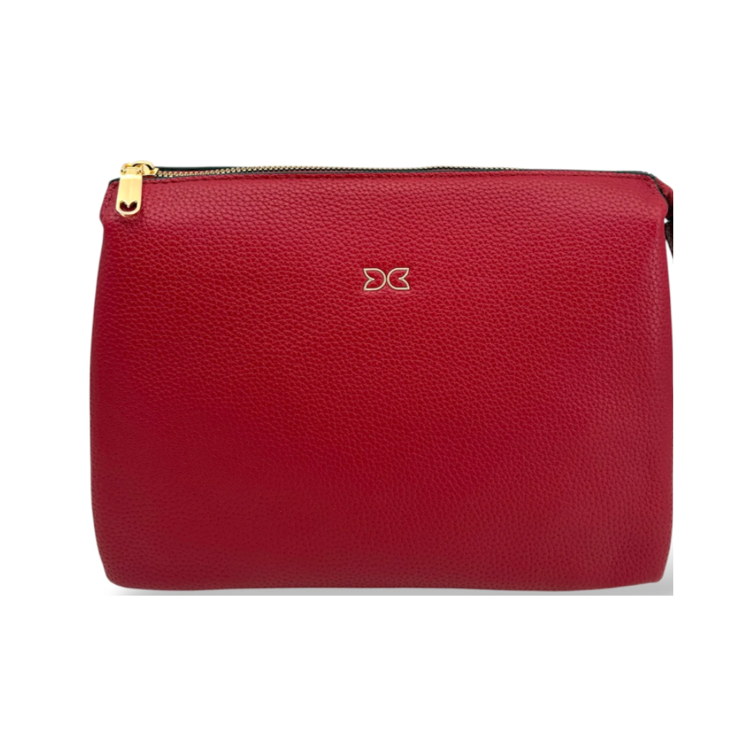 Wine Red Pebbled Vegan Leather Shoulder Bag