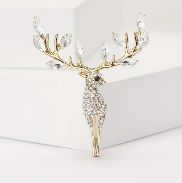 Gold Reindeer Brooch