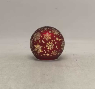 Red Glass Snowflake Globe – Lights Up, 4"