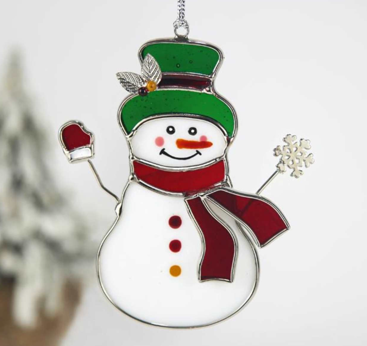 Stained Glass Snowman Ornament