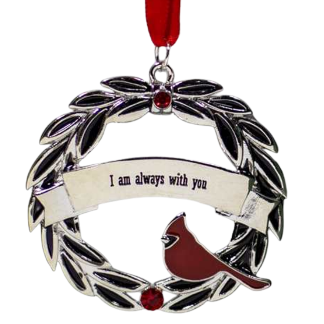 Silver Cardinal Ornament – "I Am Always With You"