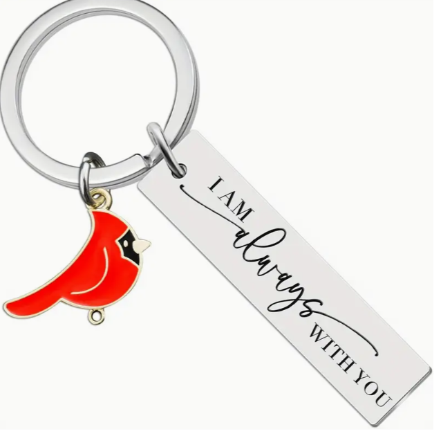 Cardinal Charm Keytag – "I Am Always With You"