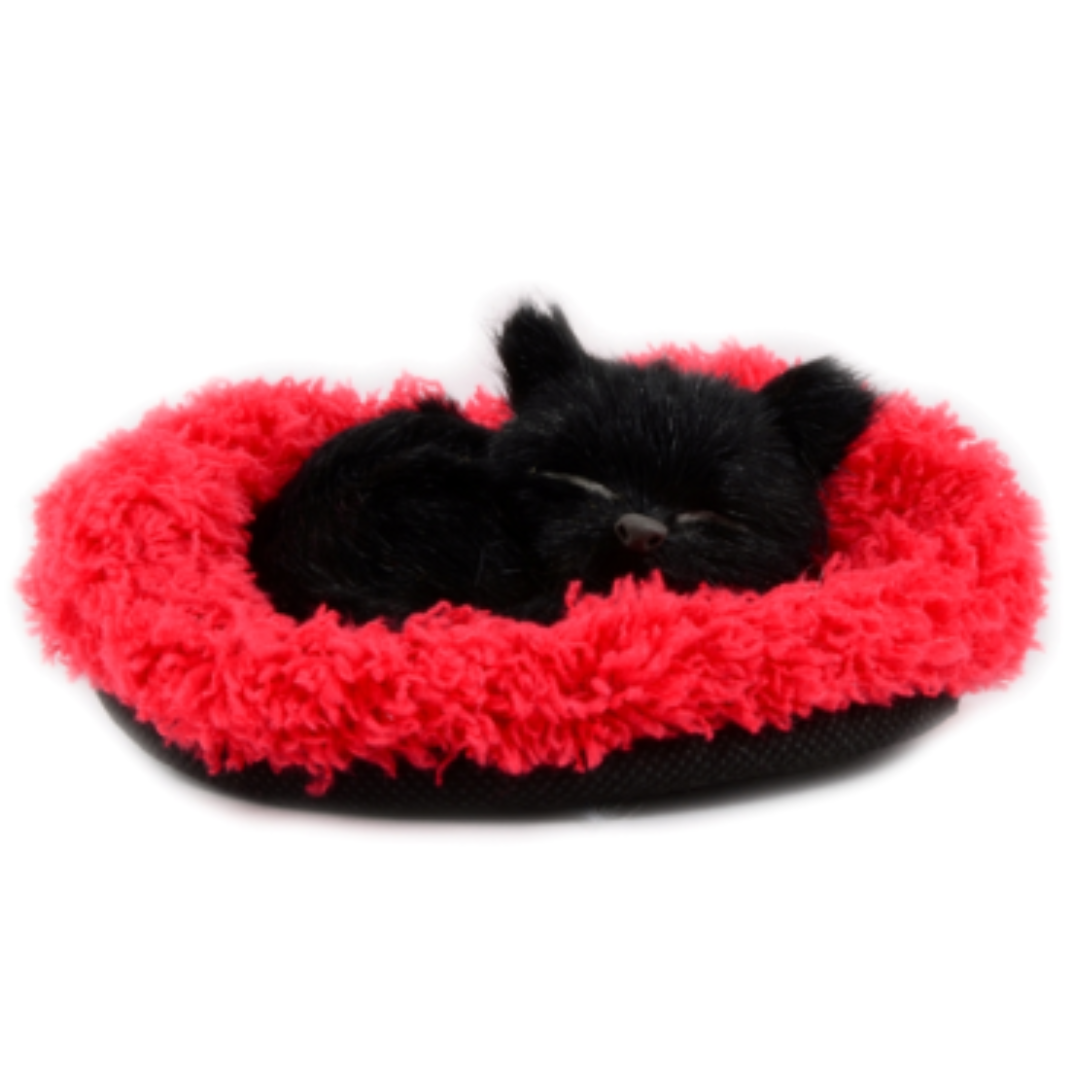 Faux Fur Black Sleeping Kitten – Meowing