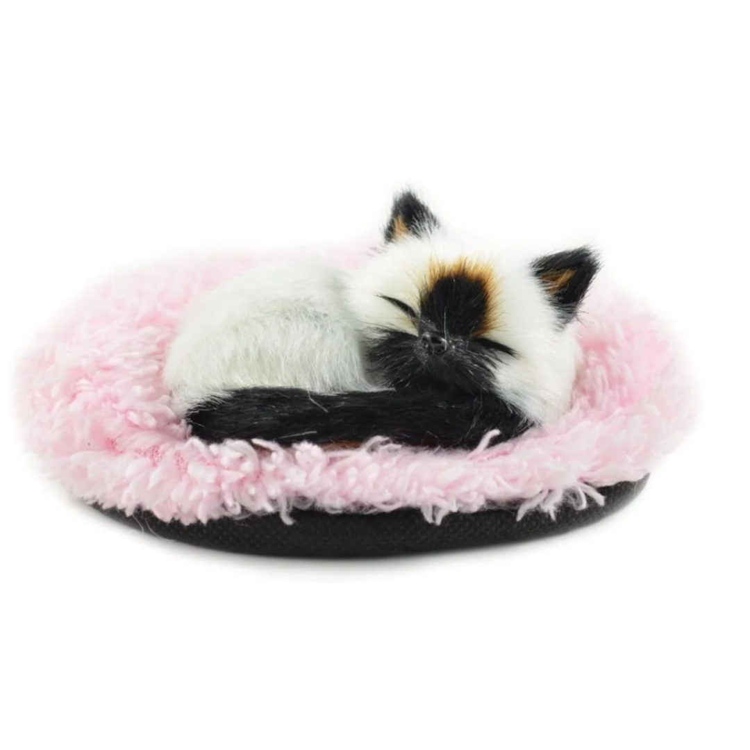 Faux Fur White Suanese Cat – Sleeping, Meows