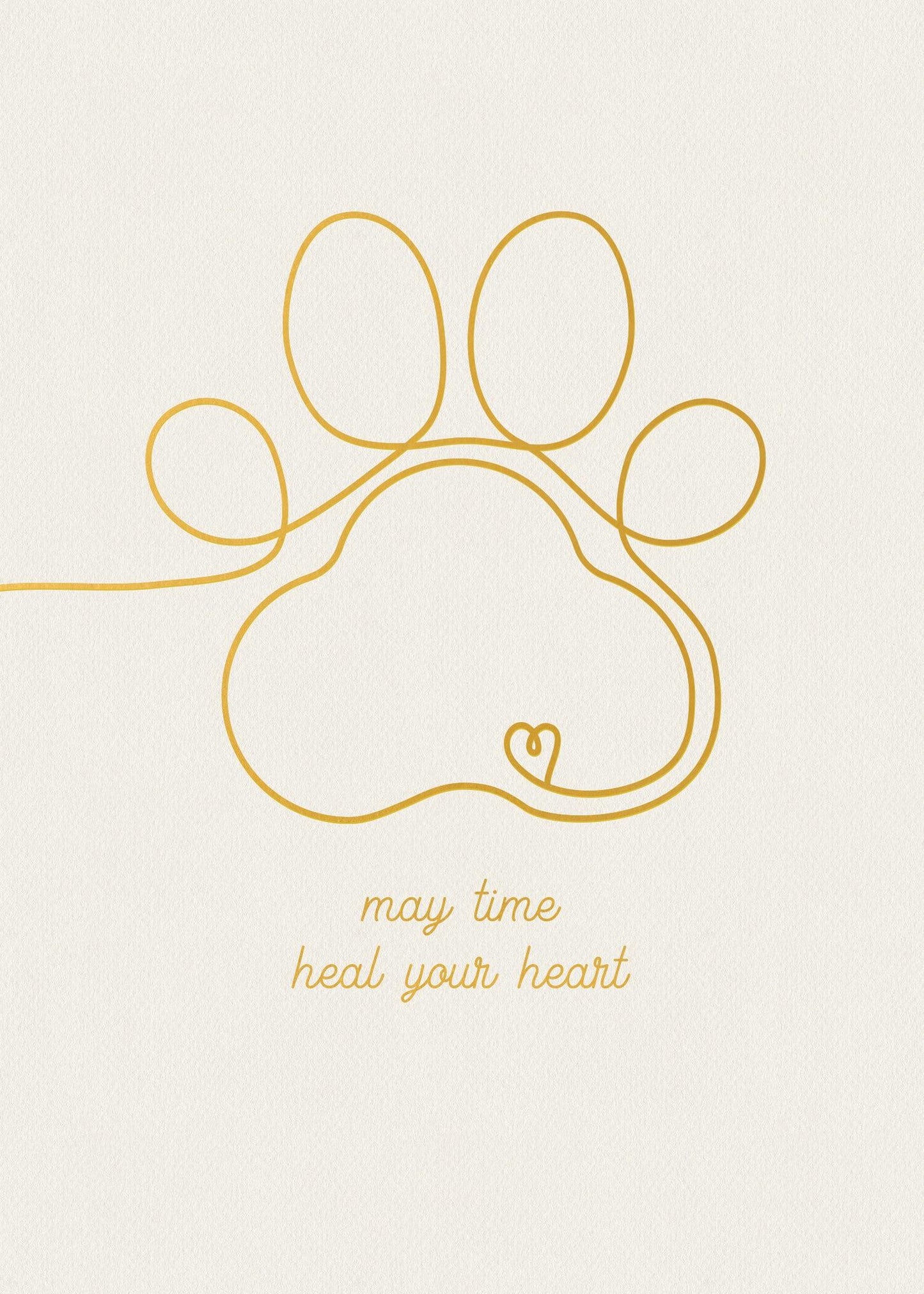 Paw Print Sympathy Card – “May Time Heal Your Heart”