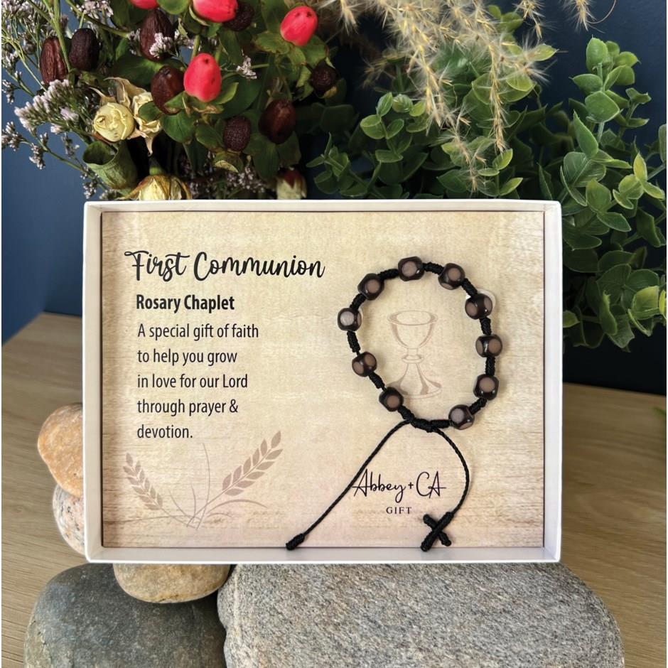 First Communion Rosary Chaplet Bracelet with Buri Beads