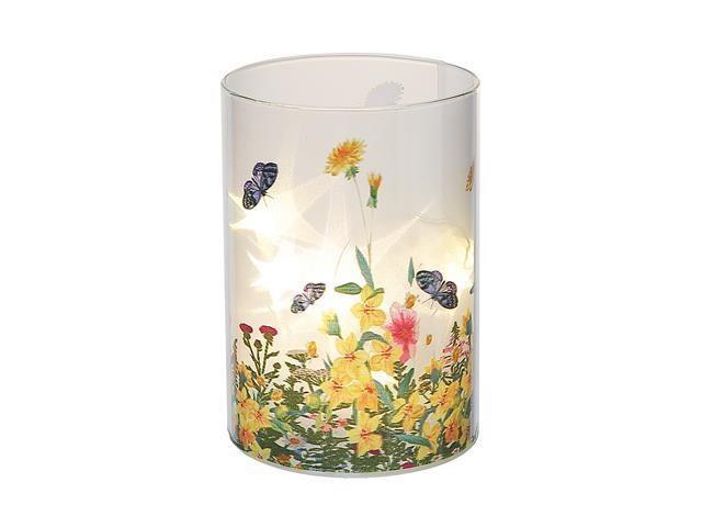 5" Glass Cylinder LED Light – Wildflowers & Butterflies