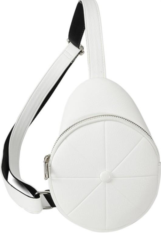 White Vegan Leather Crossbody Bag – Round Button Detail