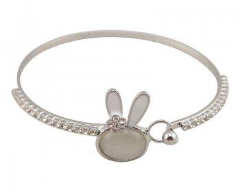 Silver Bunny Rhinestone Bracelet – Elegant & Playful