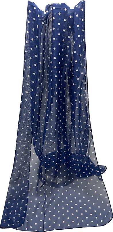 Navy Blue Scarf with White Polka Dots