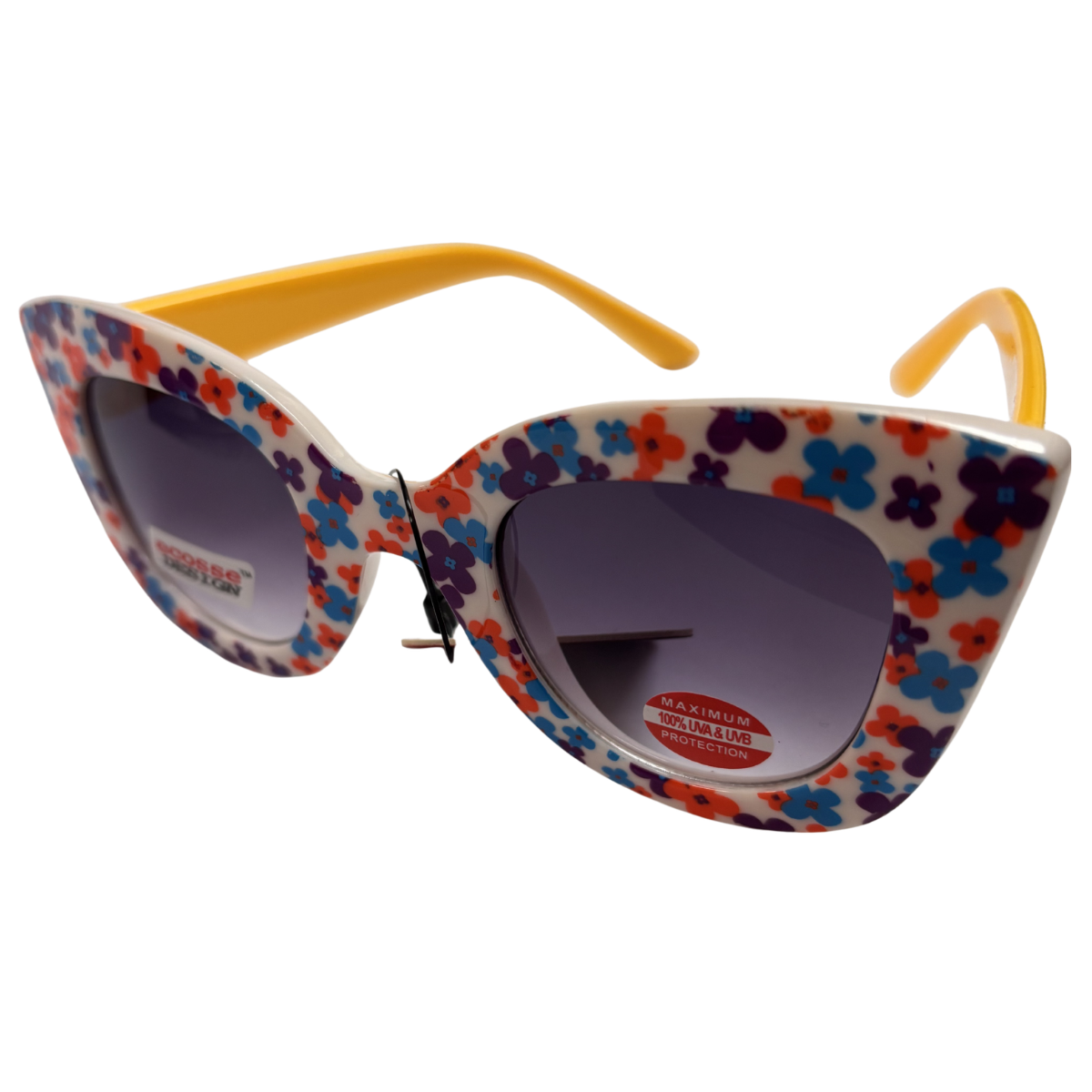 Kids’ Floral Sunglasses with Yellow Arms – 100% UVA/UVB Protection