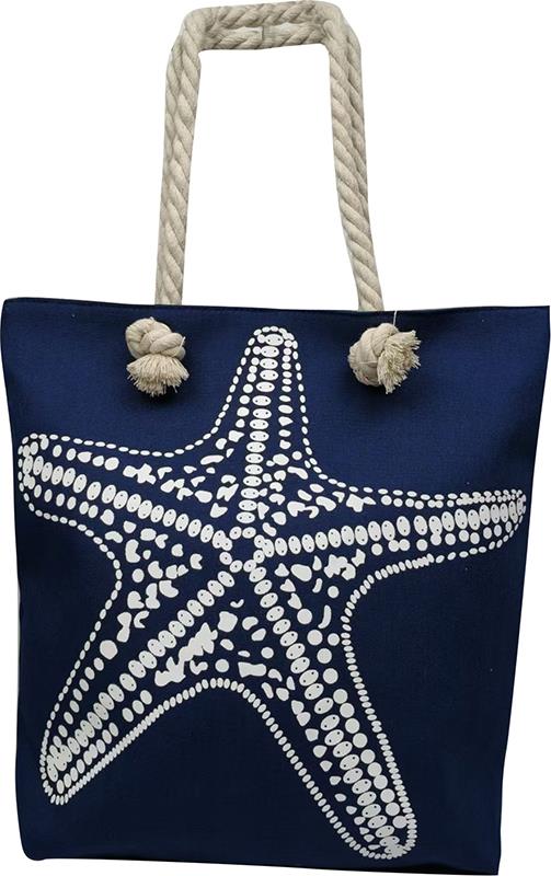 Tote Bag – Navy Blue with White Starfish
