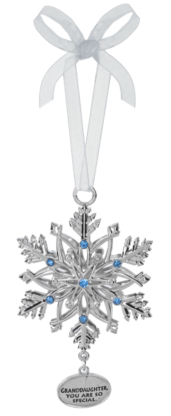 Snowflake Ornament with Crystal Accents – “Granddaughter, You Are So Special”