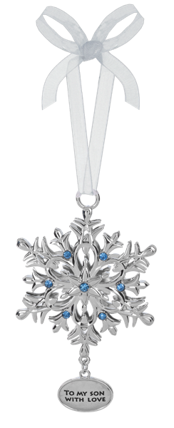 Silver Snowflake Ornament – “To My Son With Love”