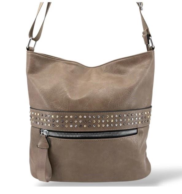 Mink Bling Front Vegan Leather Shoulder Bag