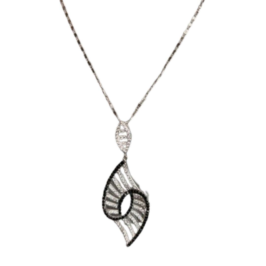 Fanciful Black & Clear CZ Pendant