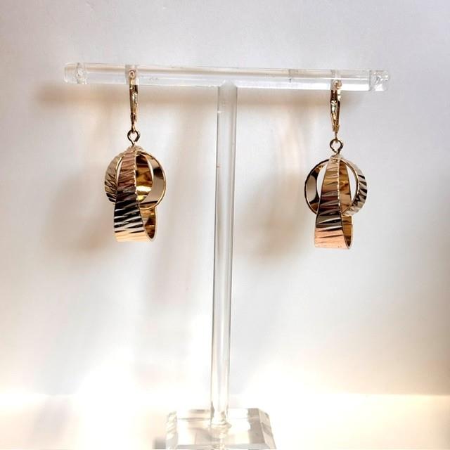 Gold-Tone Diamond-Cut Double Circle Drop Earrings