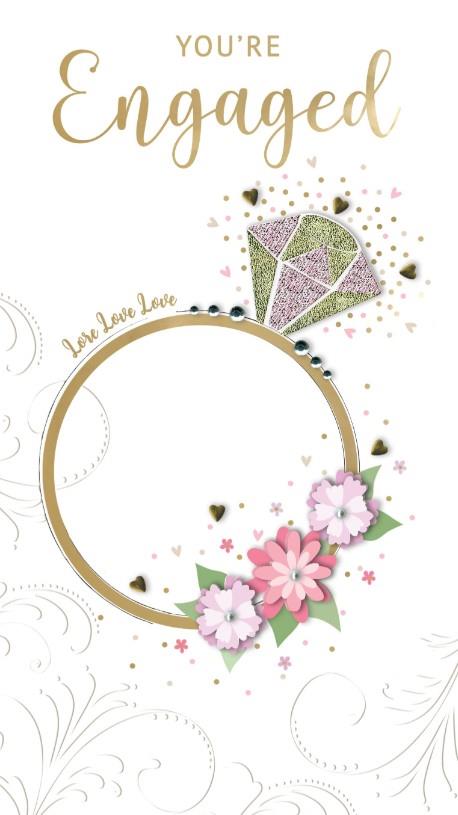 “You’re Engaged” Greeting Card – Love Love Love – Ring Design
