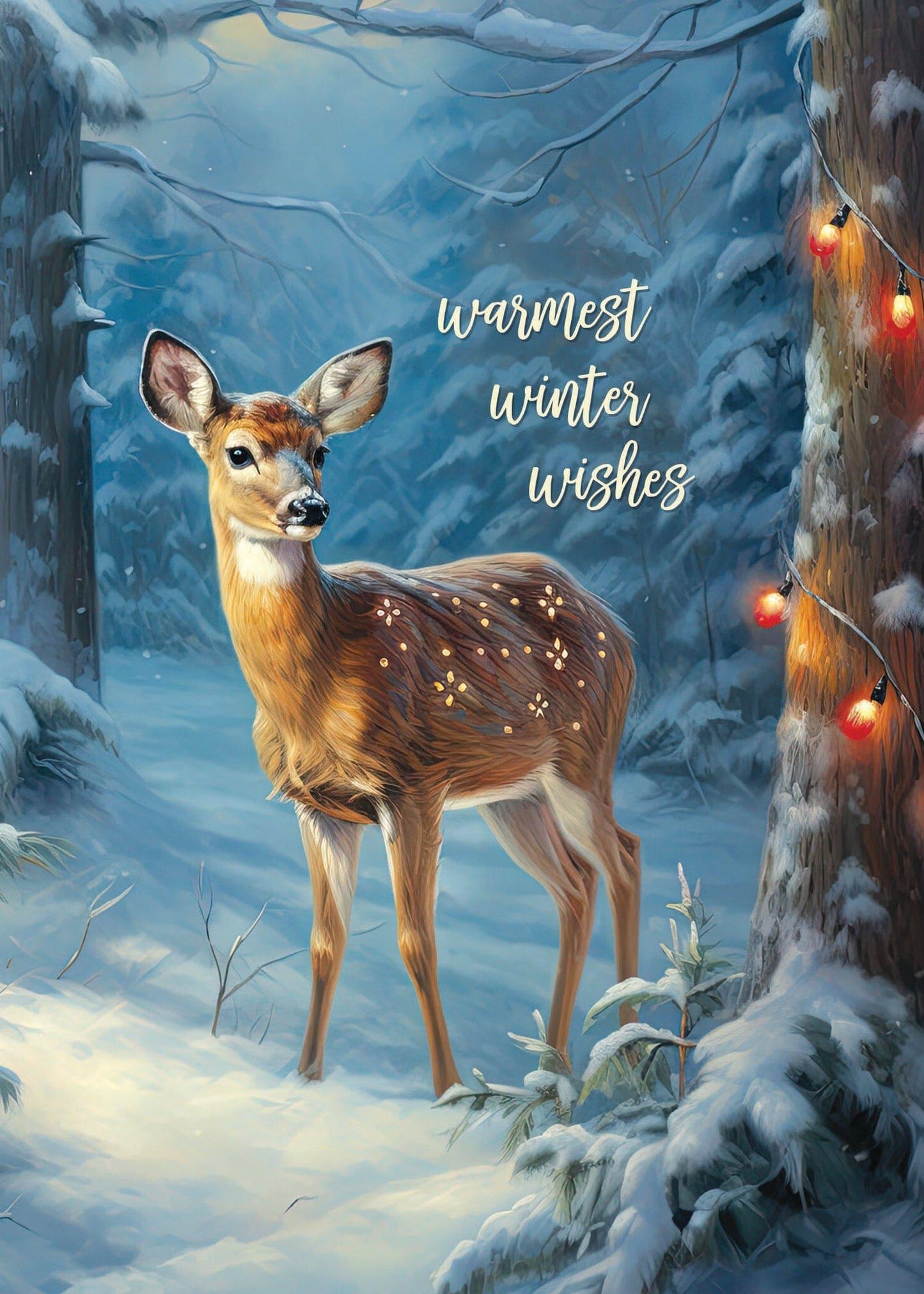Deer in Snow Christmas Card