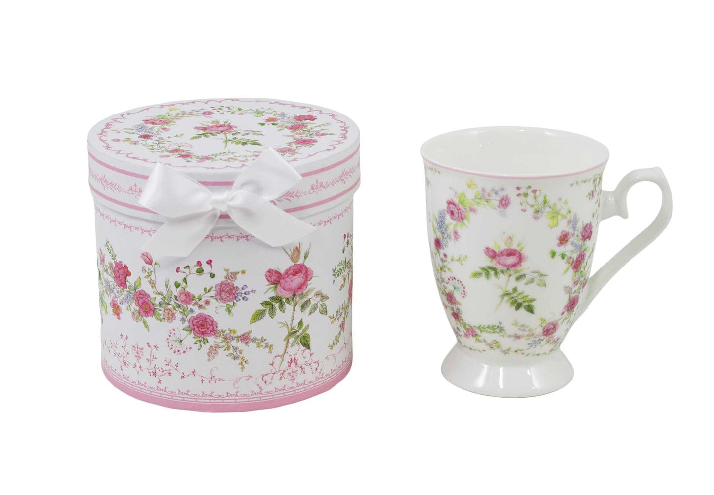Porcelain Pink Floral Mug with Gift Box