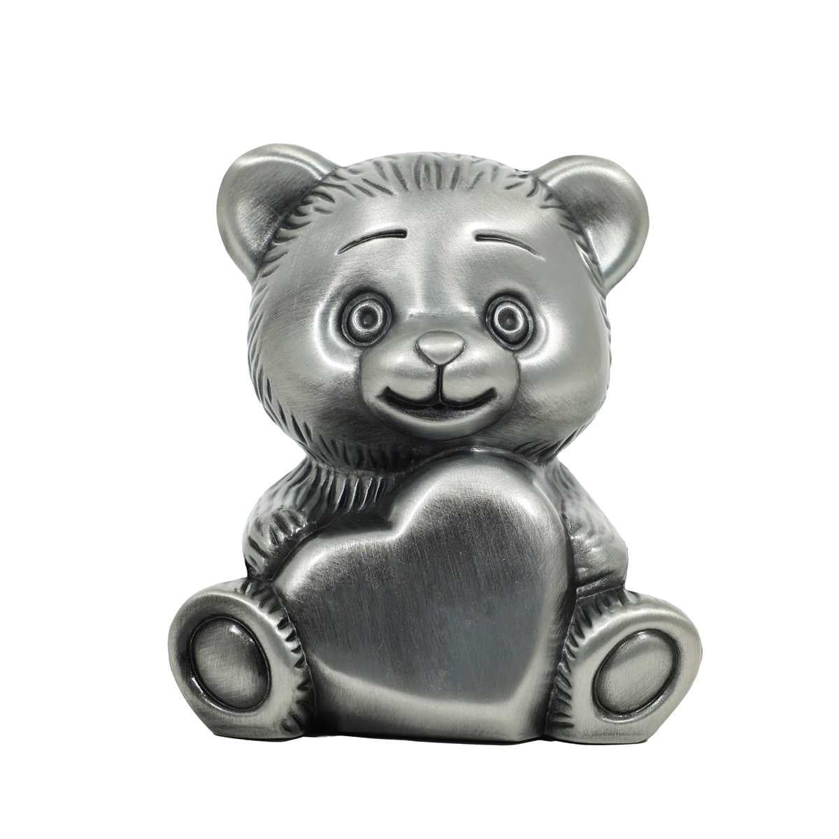 Pewter Teddy Bear Coin Bank