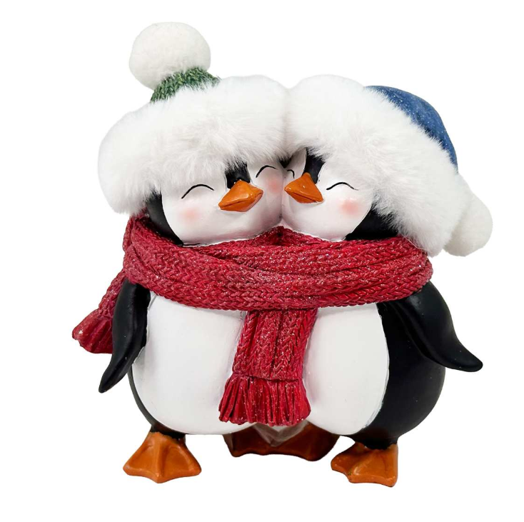 Snuggling Penguin Couple Figurine