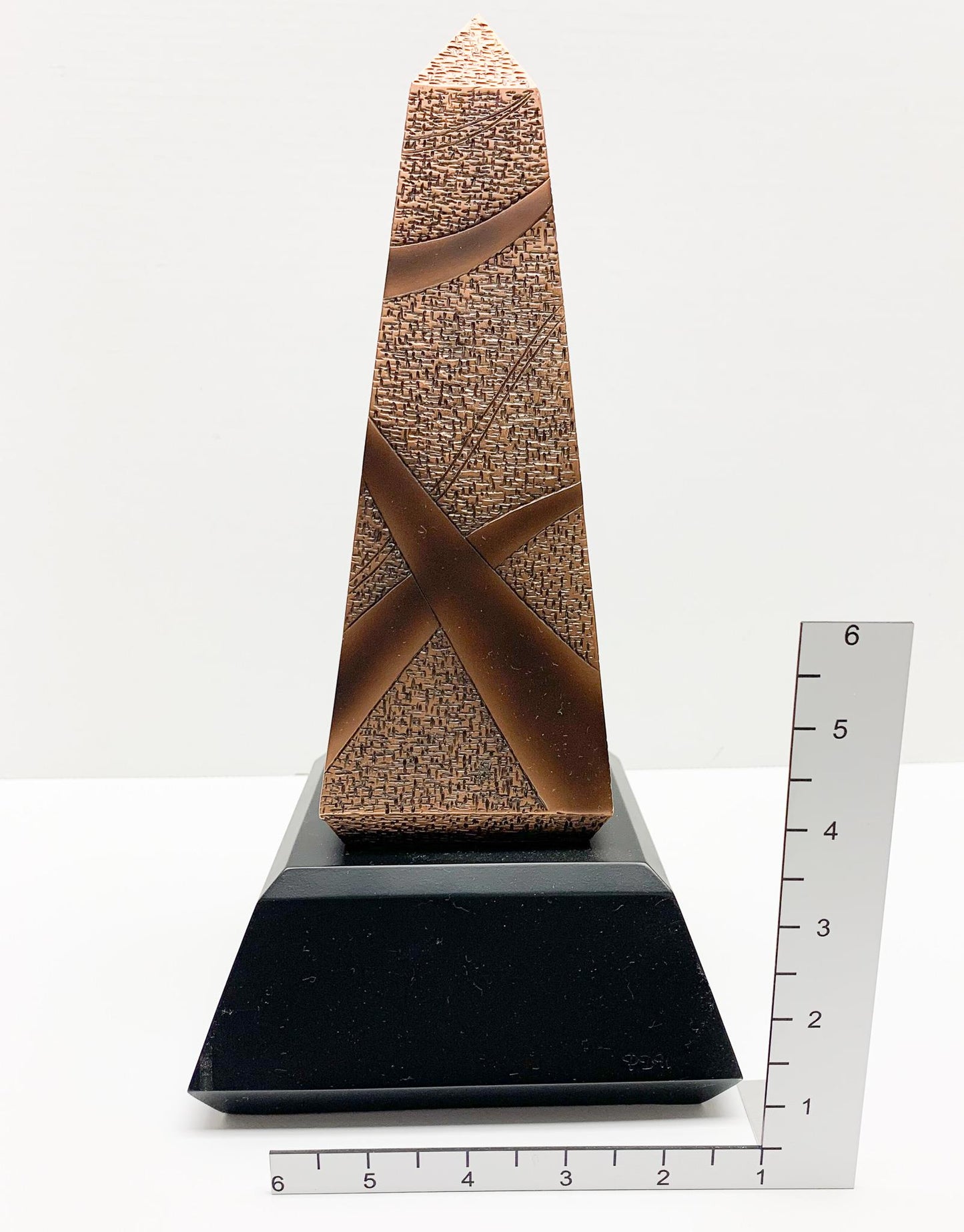 Rose Gold Finish Obelisk on Black Base