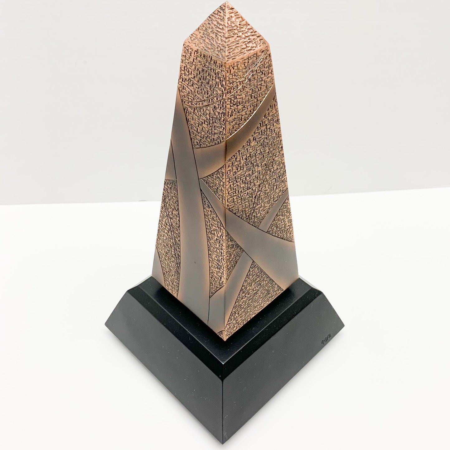 Rose Gold Finish Obelisk on Black Base