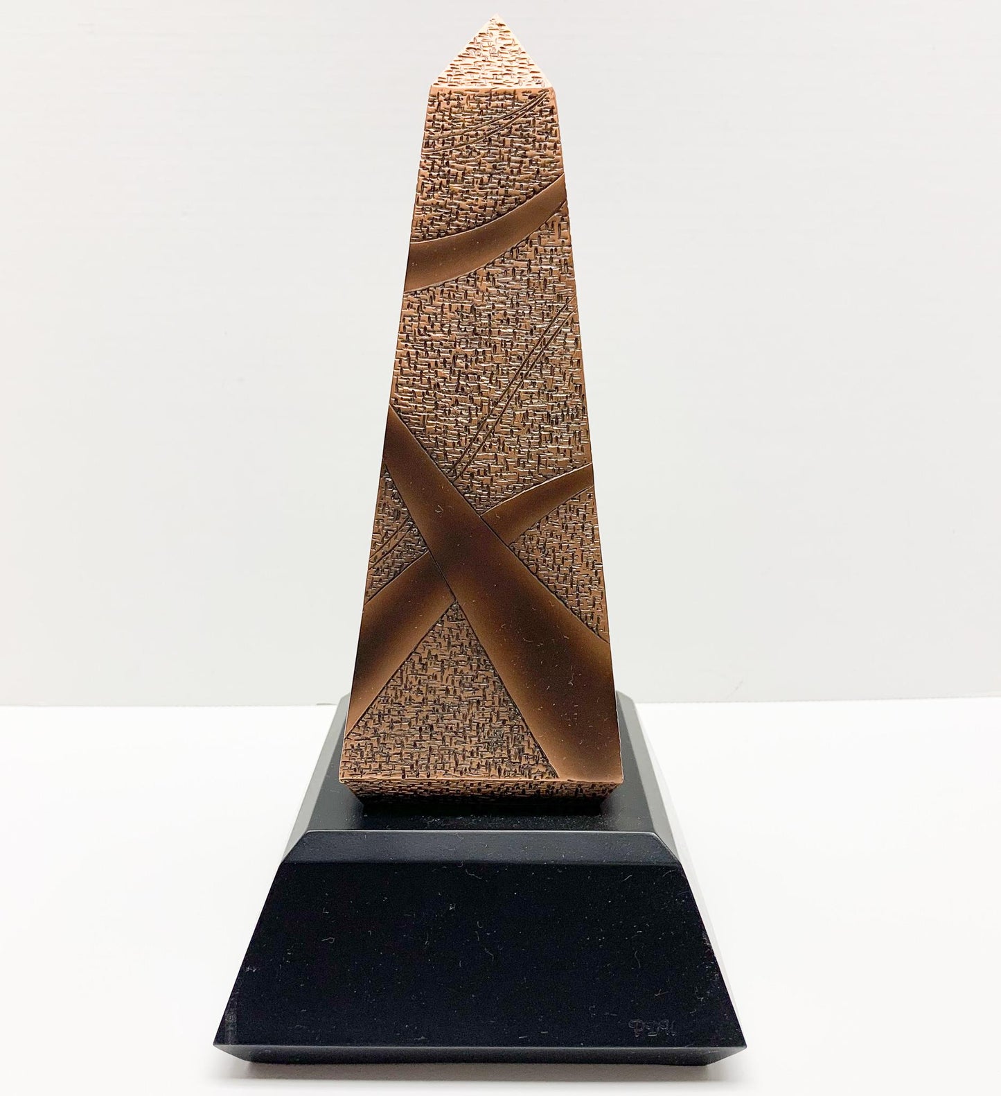 Rose Gold Finish Obelisk on Black Base