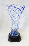 Glass Trophy with Blue Swirls