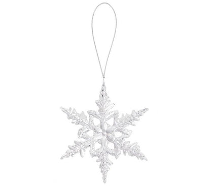 Iced Crystal Snowflake Ornaments – Acrylic Clear Double-Sided (Assorted Shapes)